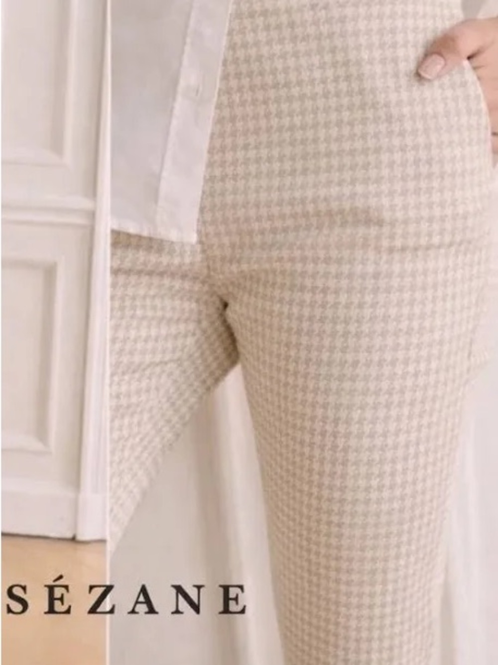 Sezane Clara Trousers Camel / Ecru - Size 4 (36)